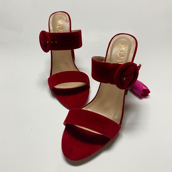 YDN Open Toe High Chunky Heel Slide Strappy Sandal - Picture 2 of 5